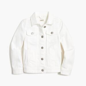 NWT Crewcuts J. Crew Jean Trucker Jacket Button-Front Denim White Girls Size 4-5
